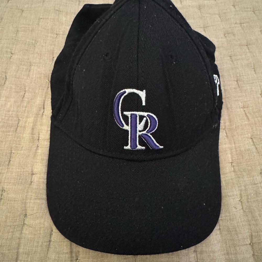 Black Baseball Cap with Purple  Colorado Rockies logo